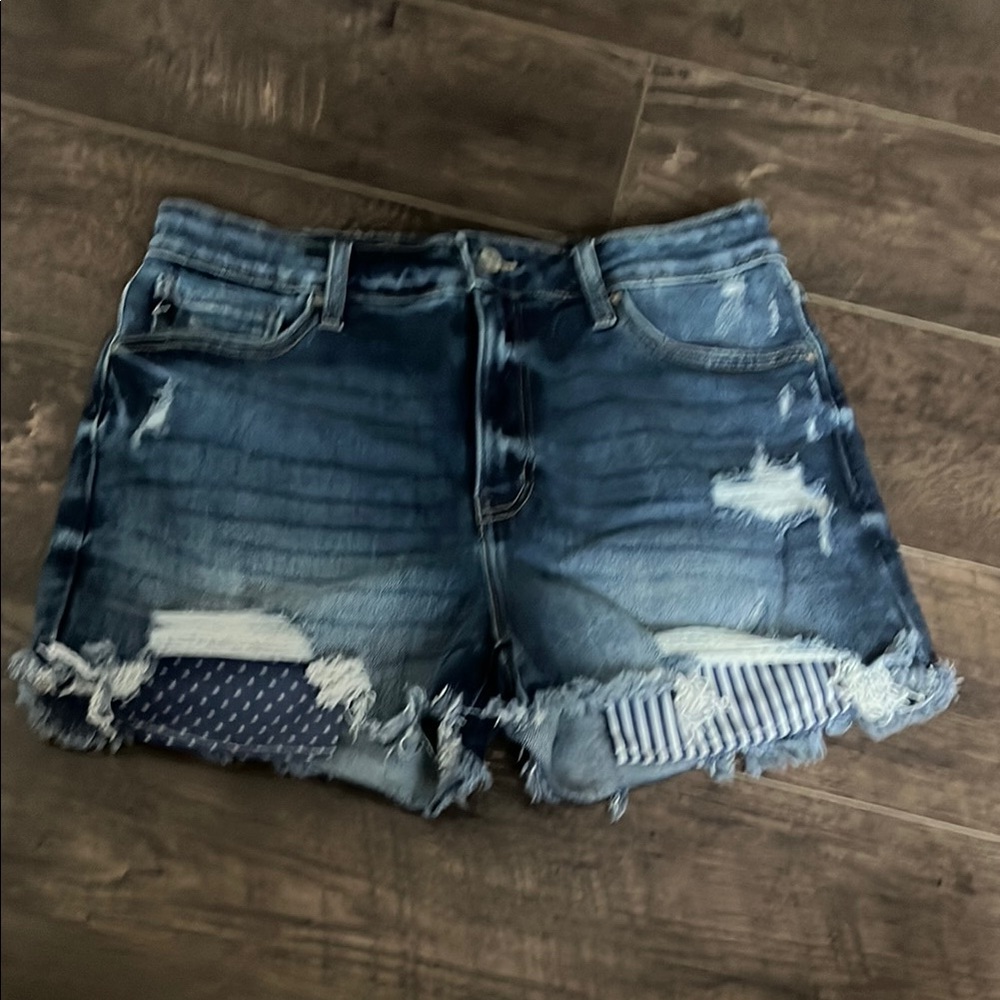 Maurices Blue Jean Shorts Distressed Frayed Hem